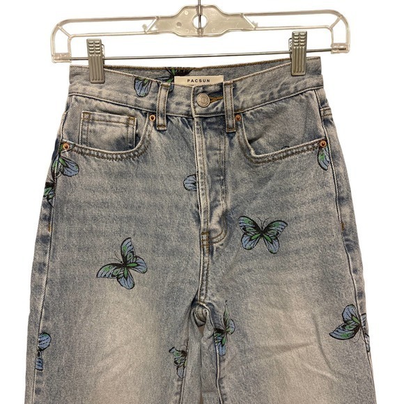 PacSun Dad Jeans with Butterfly‎ Pattern All Over Size 23 Pre-owned - Picture 2 of 9